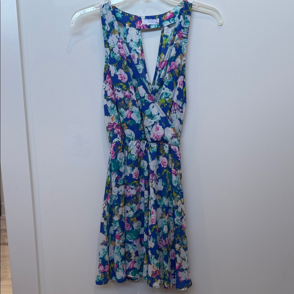 Lush Blue Floral Mini Dress